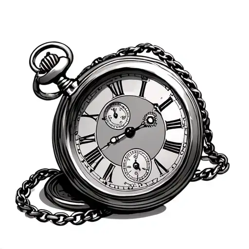 Old Style Pocket Watch With Chain And Lid