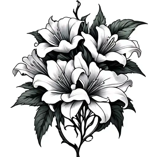 The Name Lilith Covered In Lilly Flowers Intertwined