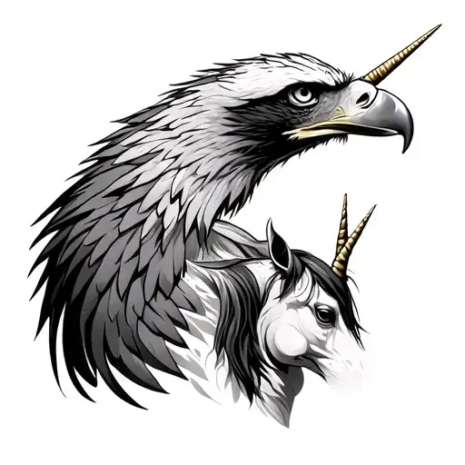 Eagle And Unicorn Side By Side
