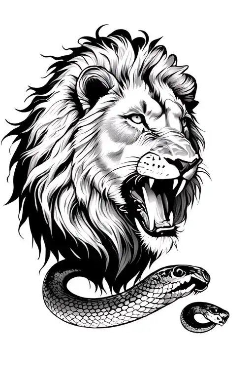 Snake Eating A Lion