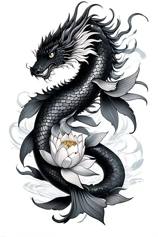 Japanese Koi Lotus Dragon