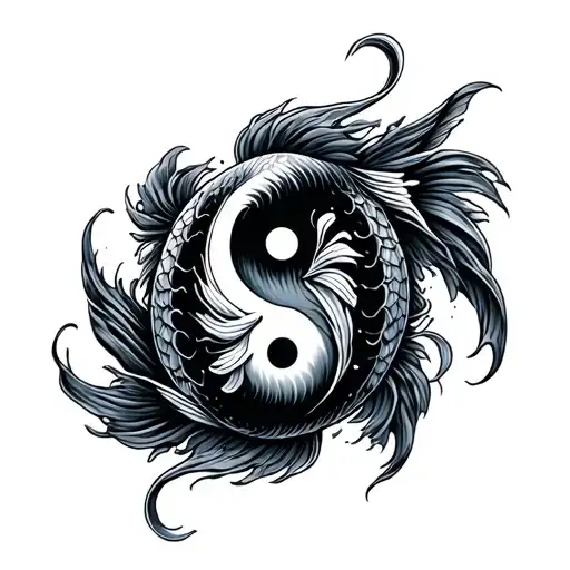 Yin Yang Avatar Koi Fish Swimming
