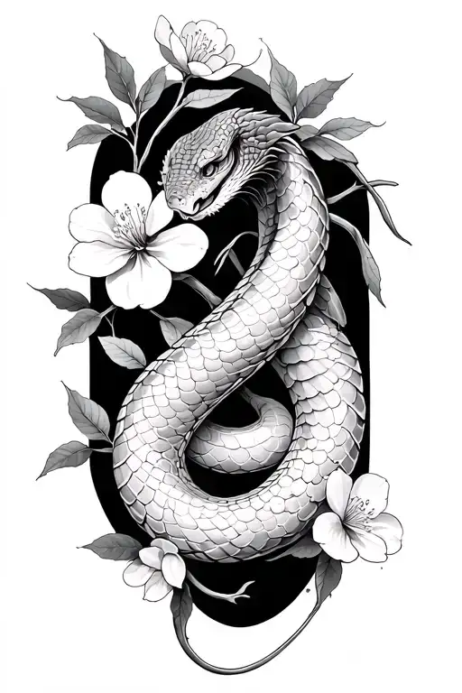 Serpent With Cherry Blossom