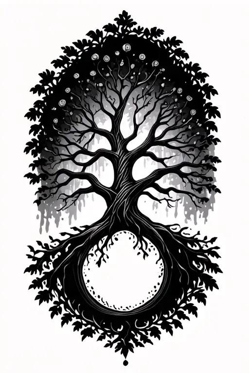 Tree Of Life Intertwined With Hand Print