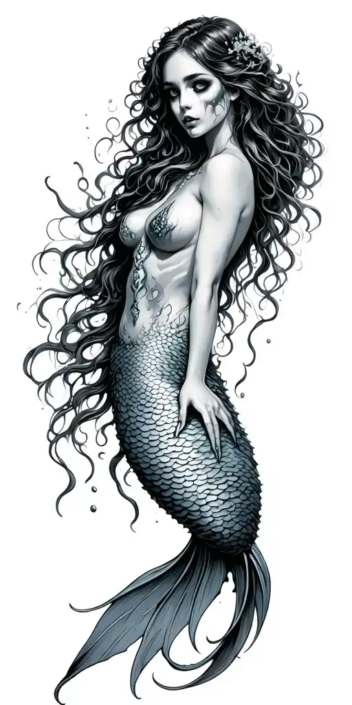 Siren Mermaid Scary Full Under Water Scene