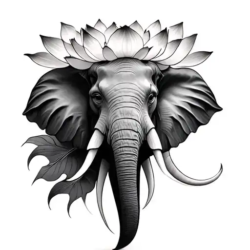 Lotus And Elephant