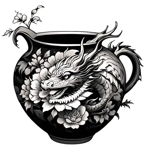 Vase With Dragon On It No Flowers