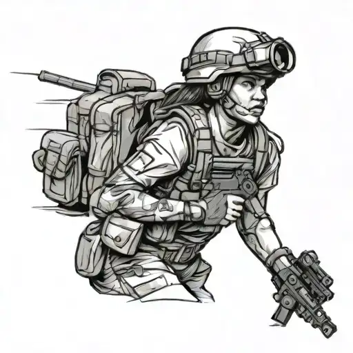 Female Soldier Standing