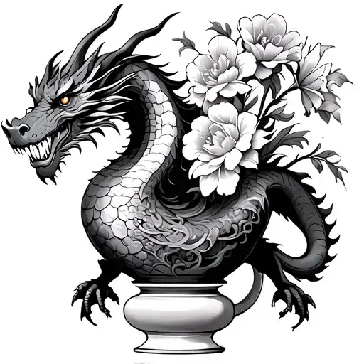 Tall Vase With Dragon On It No Flowers