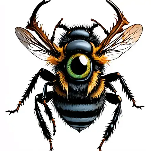Antlered Bee With Large Draconic Eye On Mid Thorax