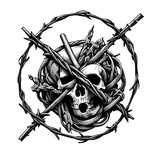 Barbed Wire With Other Objects