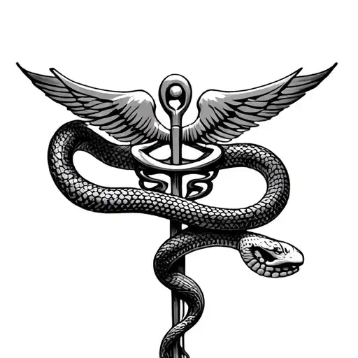Caduceus Symbol One Snake Right Way Up One Snake Upsidedown