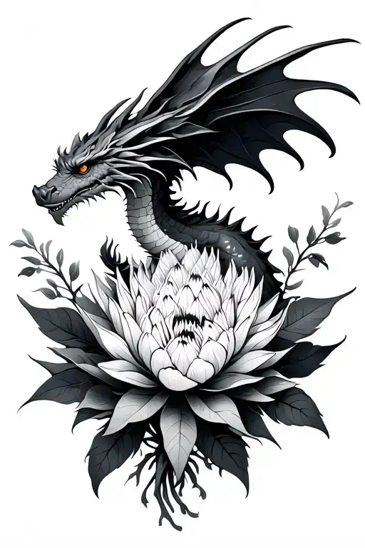 Flying Dragon With Protea Flower Bouquet