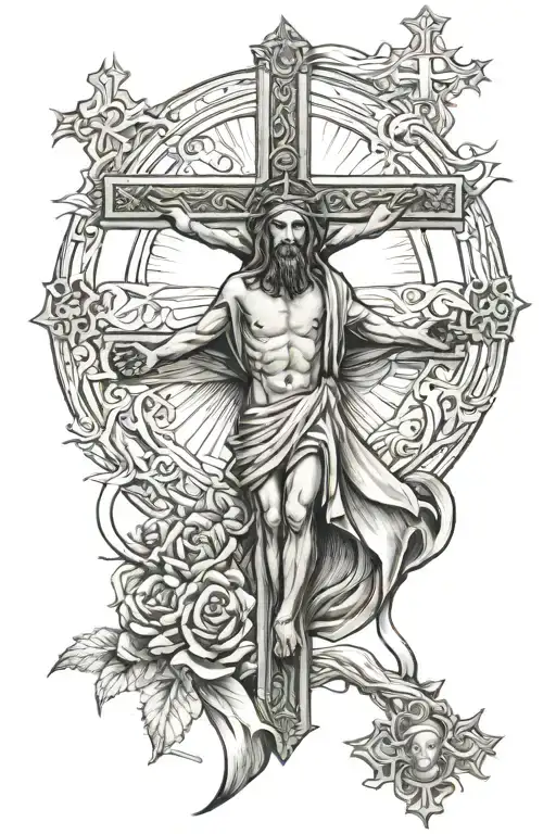 Ortodox Cross With Jesus Below Realistic