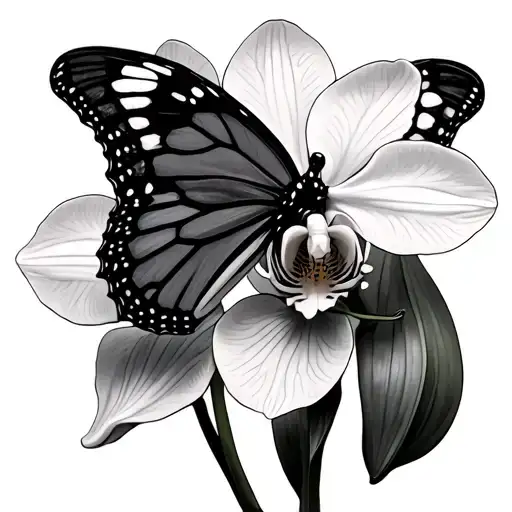 Monarch With A Phalaenopsis Orchid