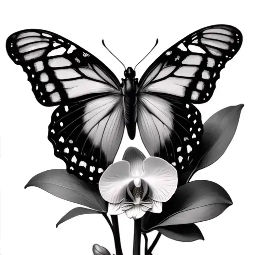 Monarch With A Phalaenopsis Orchid