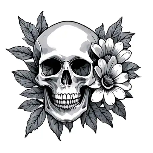 Skull And Flower