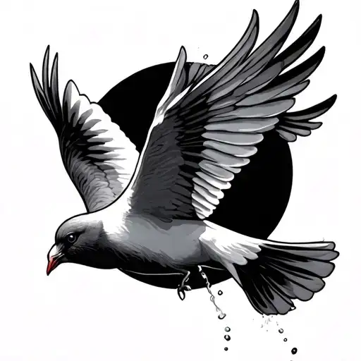 Fountain And Dove Flying