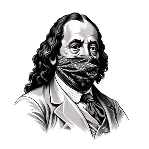 Benjamin Franklin With Bandana Mask Holding