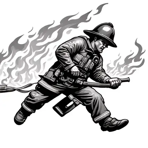 Firefighter Battling Flames