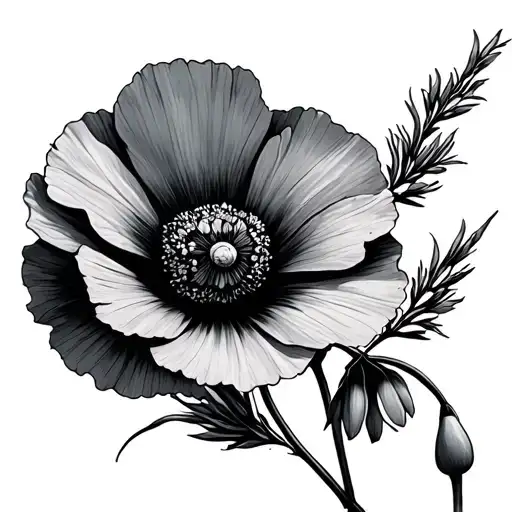 Poppy Flower And Snow Drop Flower