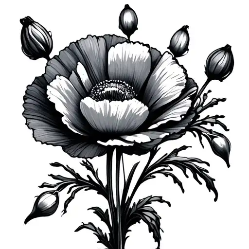 Poppy Flower And Snow Drop Flower Bouquet