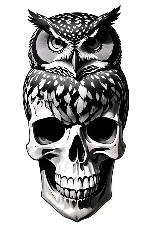 Owl On Top Of Skull