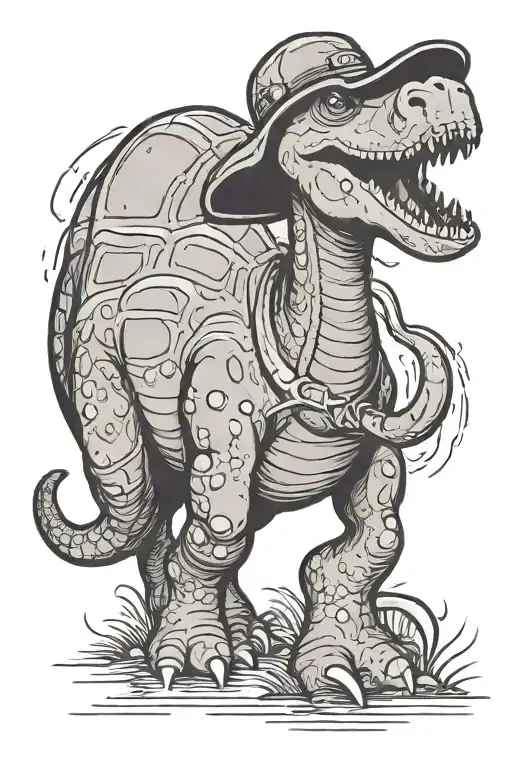 Cartoon Brontosaurus Wearing A Bucket Hat Walking