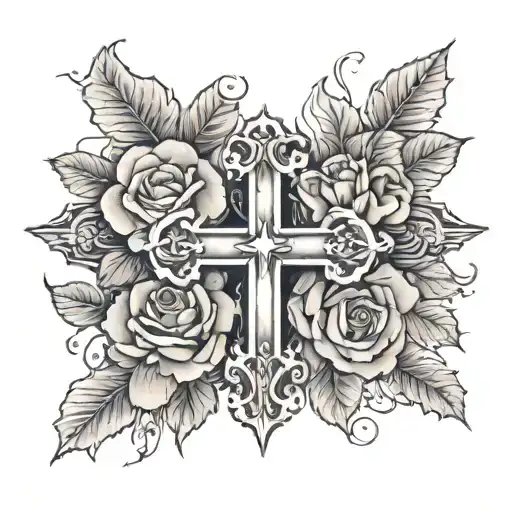 Cross And Roses Mixed