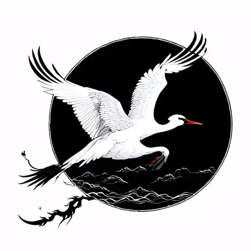 Flying Crane Japanese Masculine And Feminine Traditional