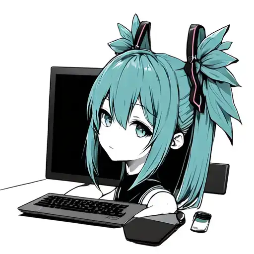 Miku On A Computer