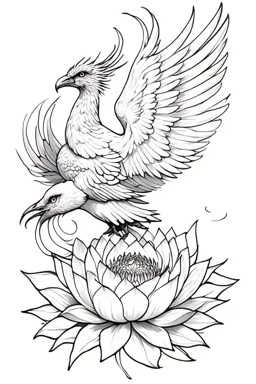 Pheonix Rising From A Lotus Flower