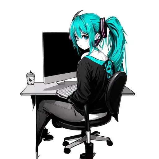 Miku On A Computer