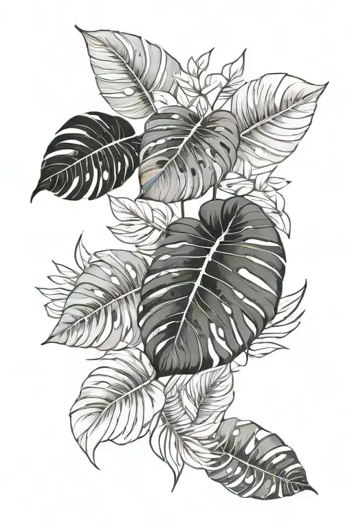 Monstera Leaves And Angel Wings