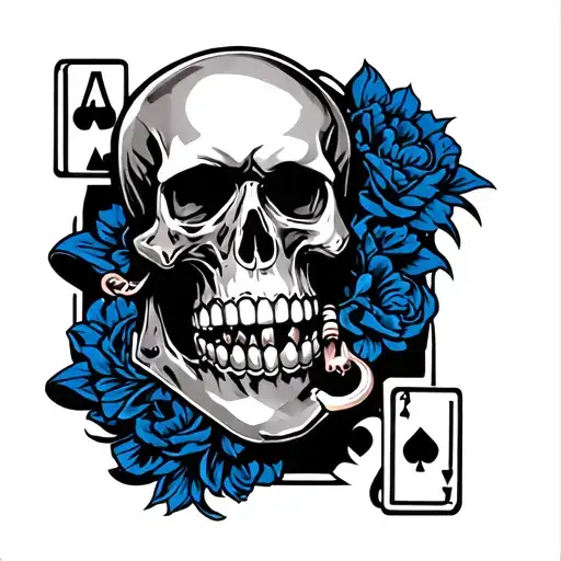 Don Lorenzo Blue Lock Skull Tattoo With Ace In Teeth