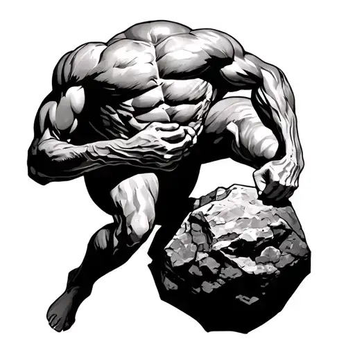 Sisyphus Pushing A Rock