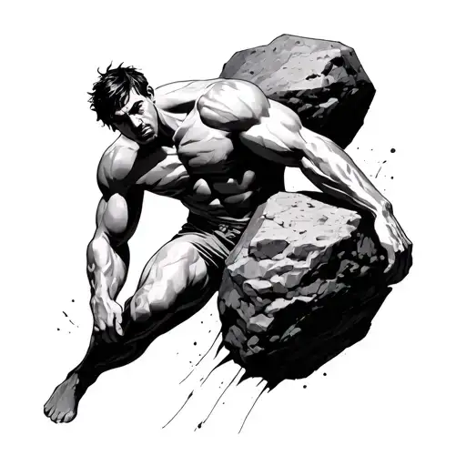 Sisyphus Pushing A Rock