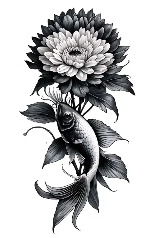 Arowana And Chrysanthemum