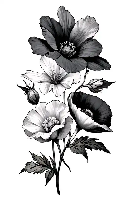 Cosmos And Daffodil Morning Glory And Carnation And Poppy And Chystamum