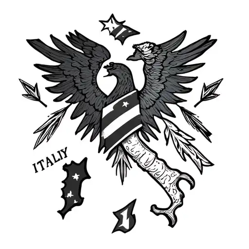 Outline Of Usa And Italy With Arrows Pointing To Each Other In V Shape