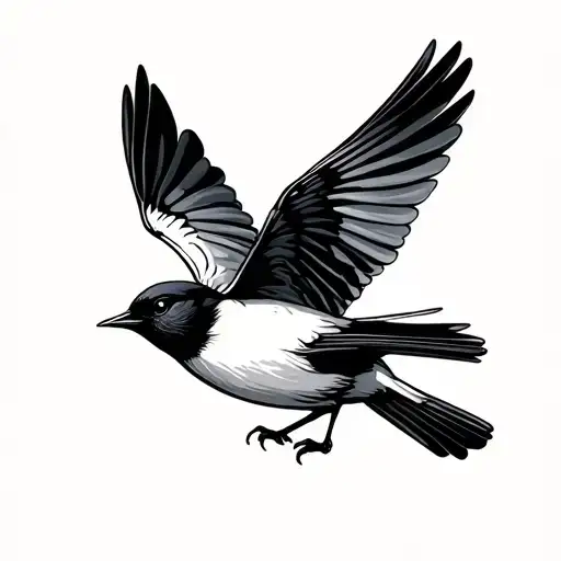 Willie Wagtail Bird Flying Away