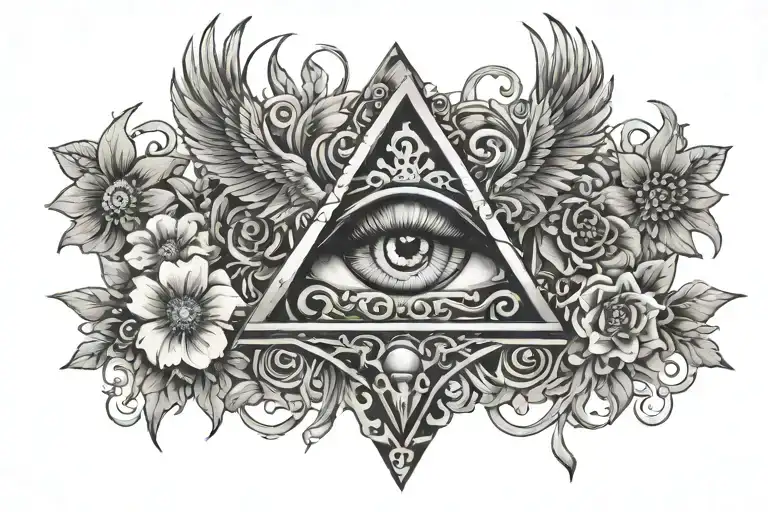 All Seeing Eye Pheonix Flowers Intertwined Hourglass