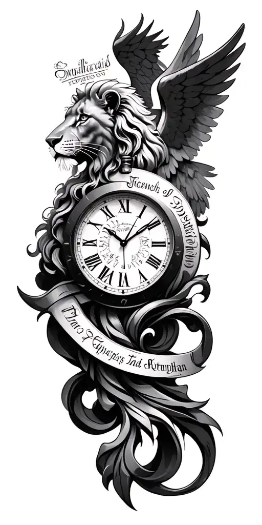 Time Piece Featuring Names Incorporated Angels And Lion