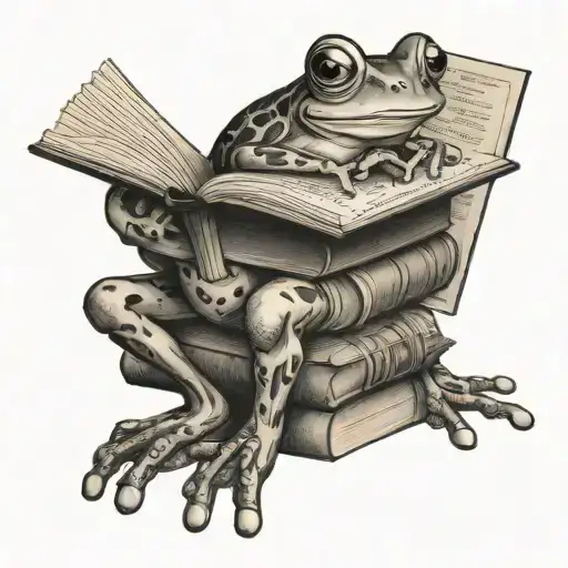 Surreal Library With Frog Reading A Book