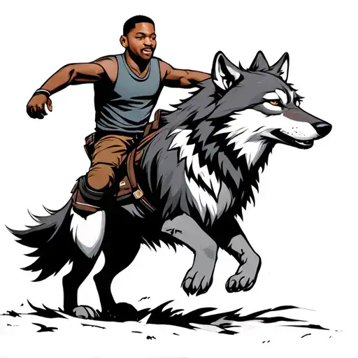 Cartoon Will Smith Riding A Wolf