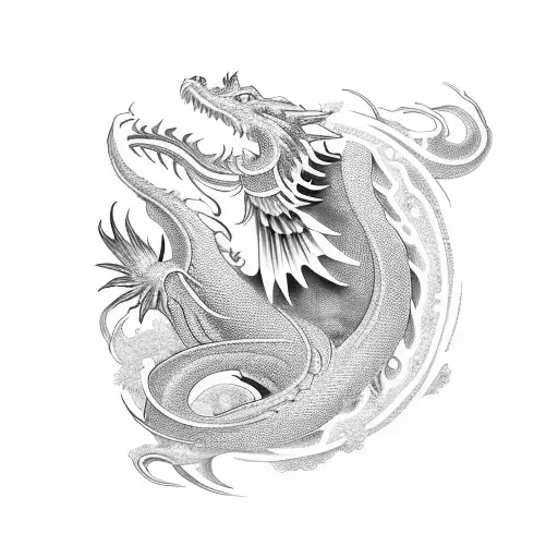 An Elegant Dancer Surrounded By Swirling Dragon And Phoenix Plumes