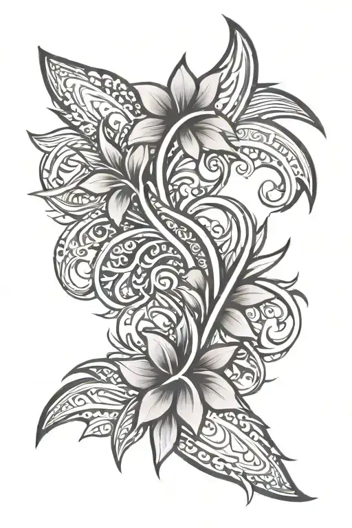 Hawaiian Tribal Tattoo Calf Sleeve