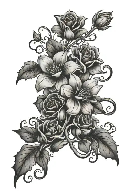 July And March Birth Flowers Intertwined Vines