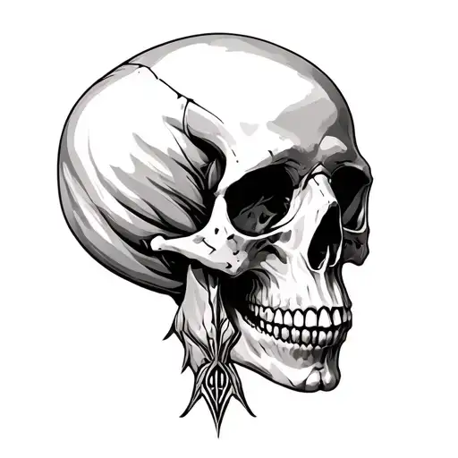 Skull Anatomical Heart Neck Tattoo Realism