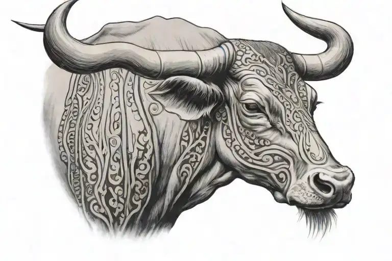 Brahman Bull With Tooled Leather Sleeve